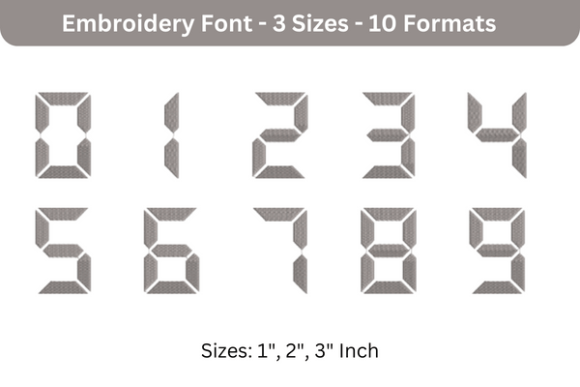 LCD Font 0 to 9 for Embroidery Projects