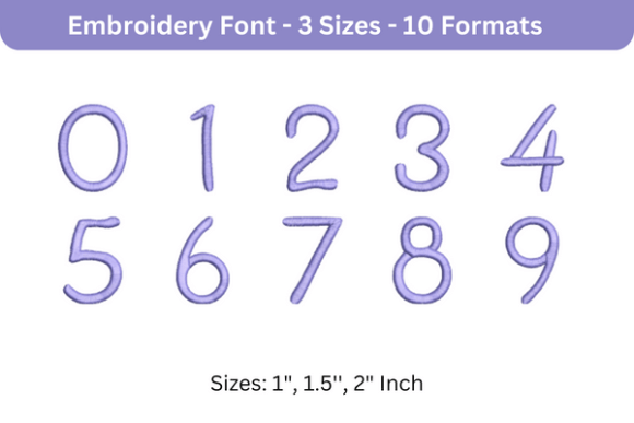 Second Grader Font 0 to 9: A Simple and Versatile Embroidery Font for Personalization